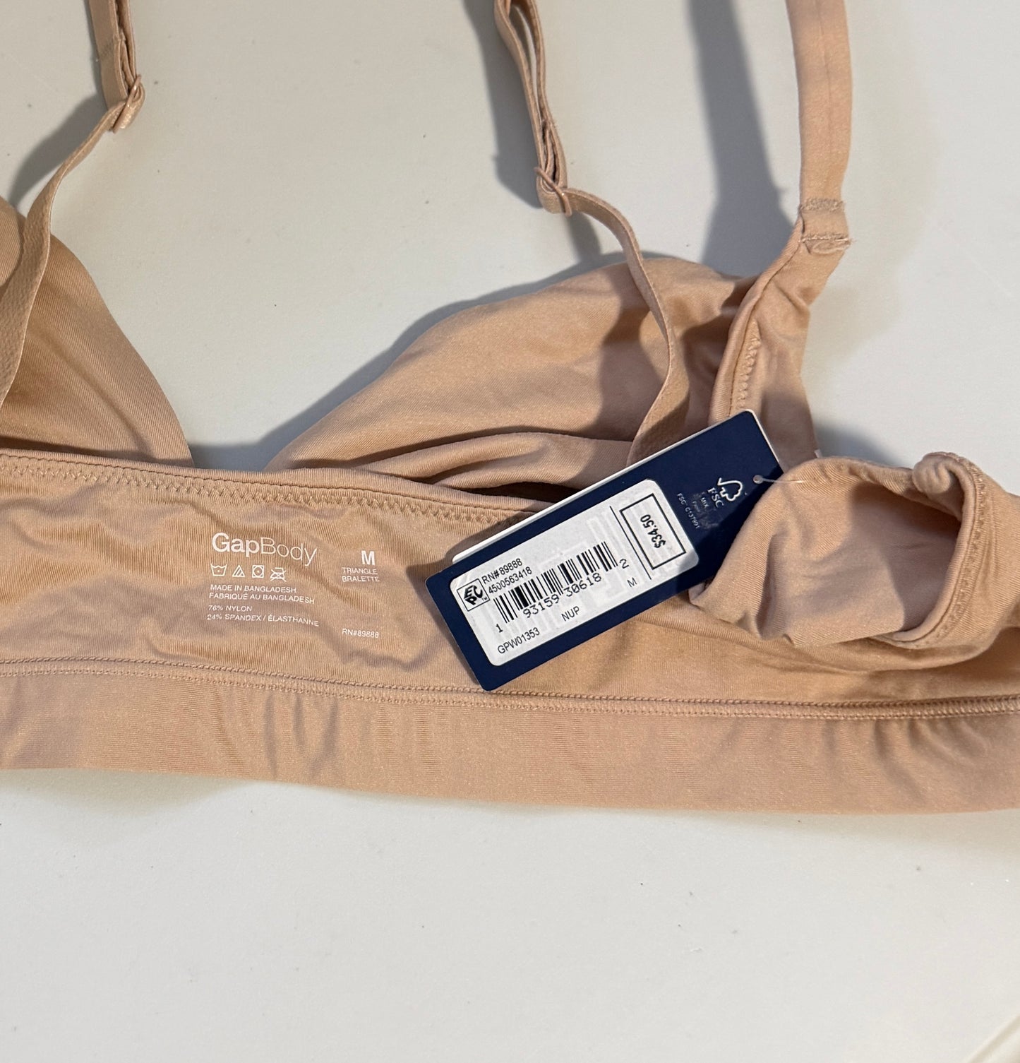 GAP GapBody Women's Nude / Beige Super Stretch Triangle Bralette NWT