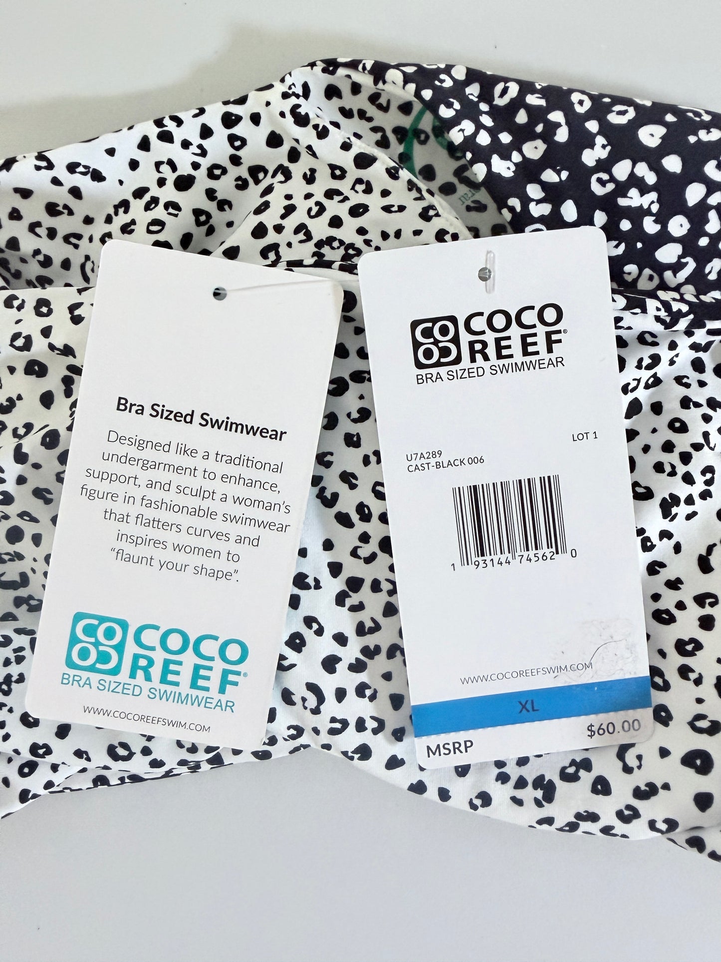 Coco Reef Women's Black White Dot Reversible High Waist Bikini Bottom NWT