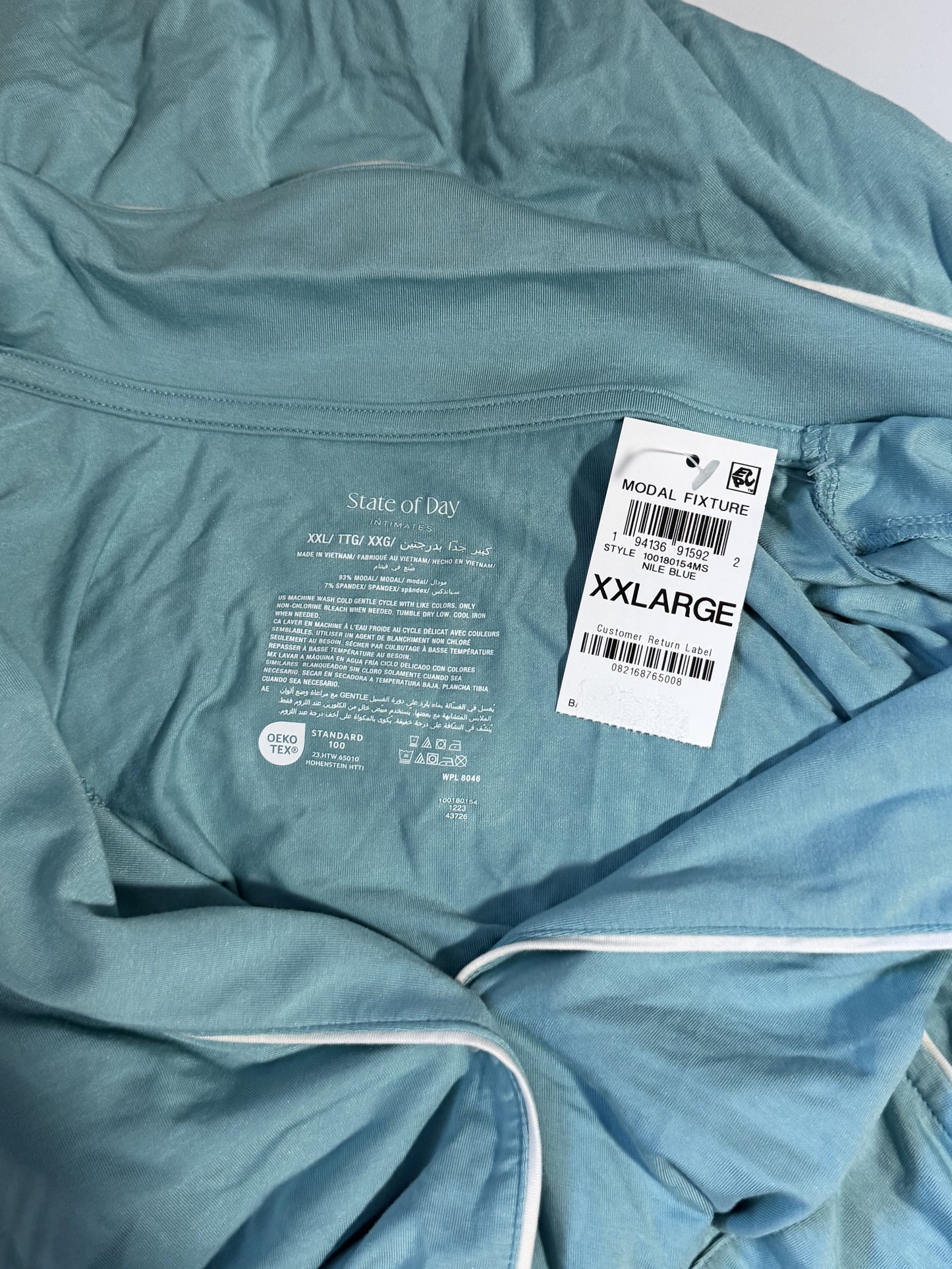 State of Day Women's Blue Button-Down Super Soft Pajama Dress / Sleep Shirt NWT