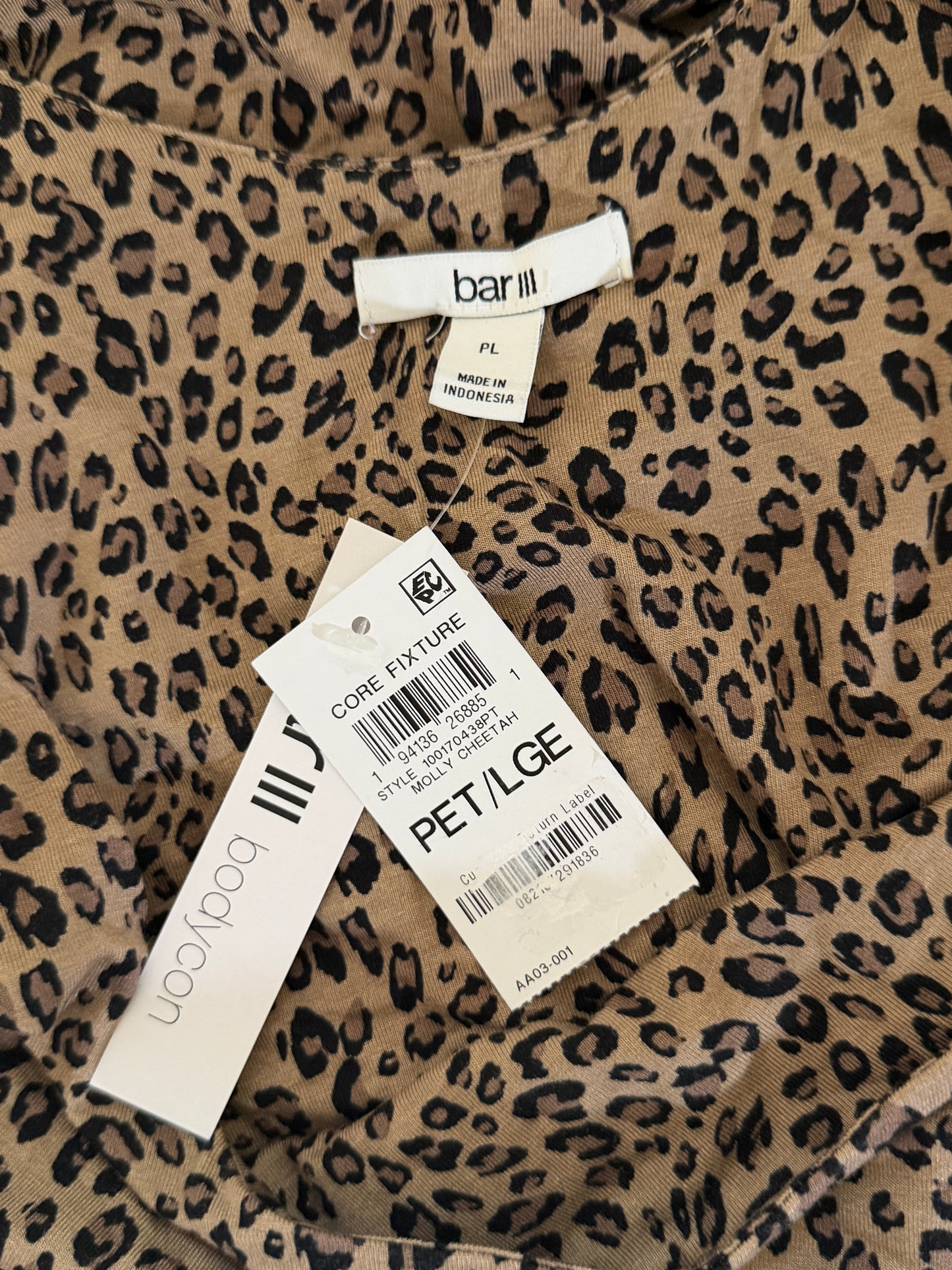 Bar III Women's Petite Cheetah-Print Jersey Midi Dress NWT
