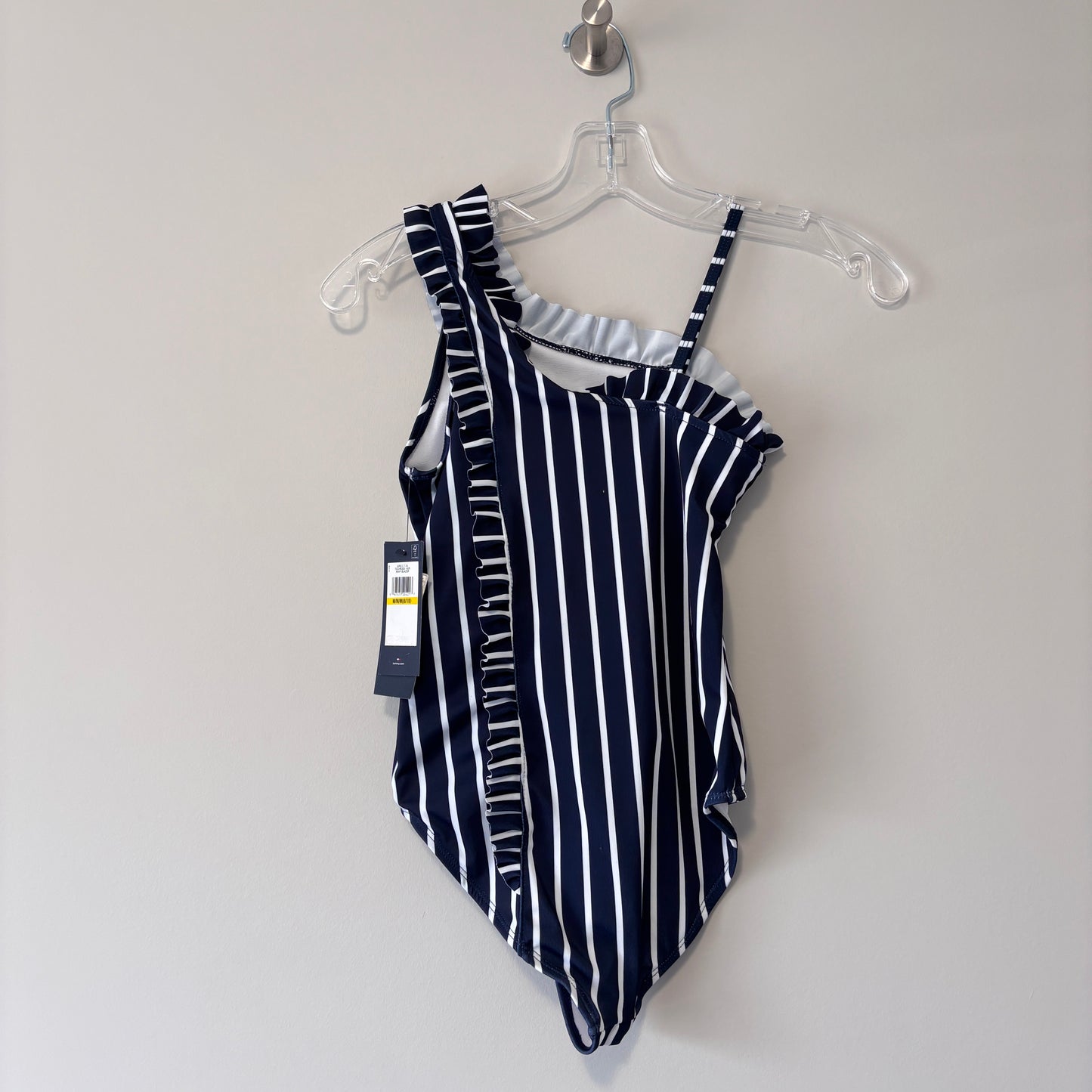 Tommy Hilfiger Big Girls Size M/8/10 Navy & White Stripe One Piece Swimsuit NWT