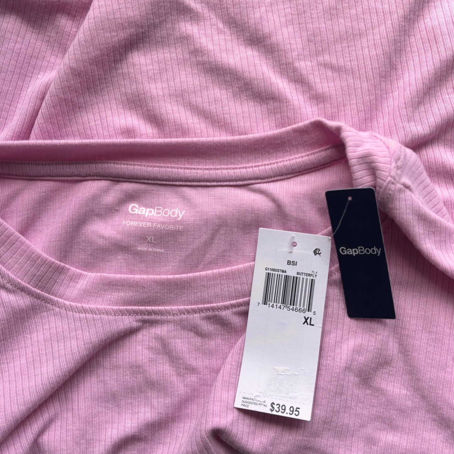 GAP GapBody Women's Pink Ribbed Short-Sleeve Pajama Top NWT