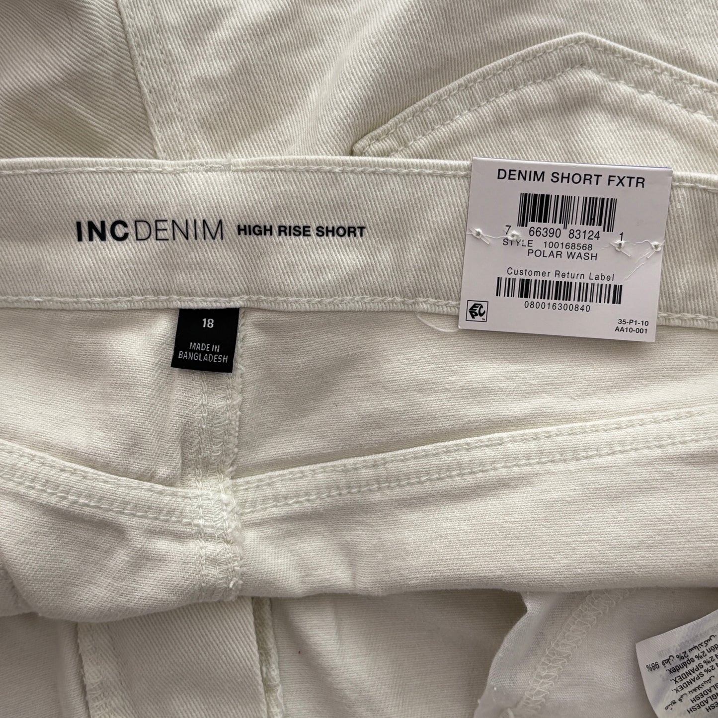 INC International Concepts Women's White High-Rise Cuffed Denim Shorts NWT