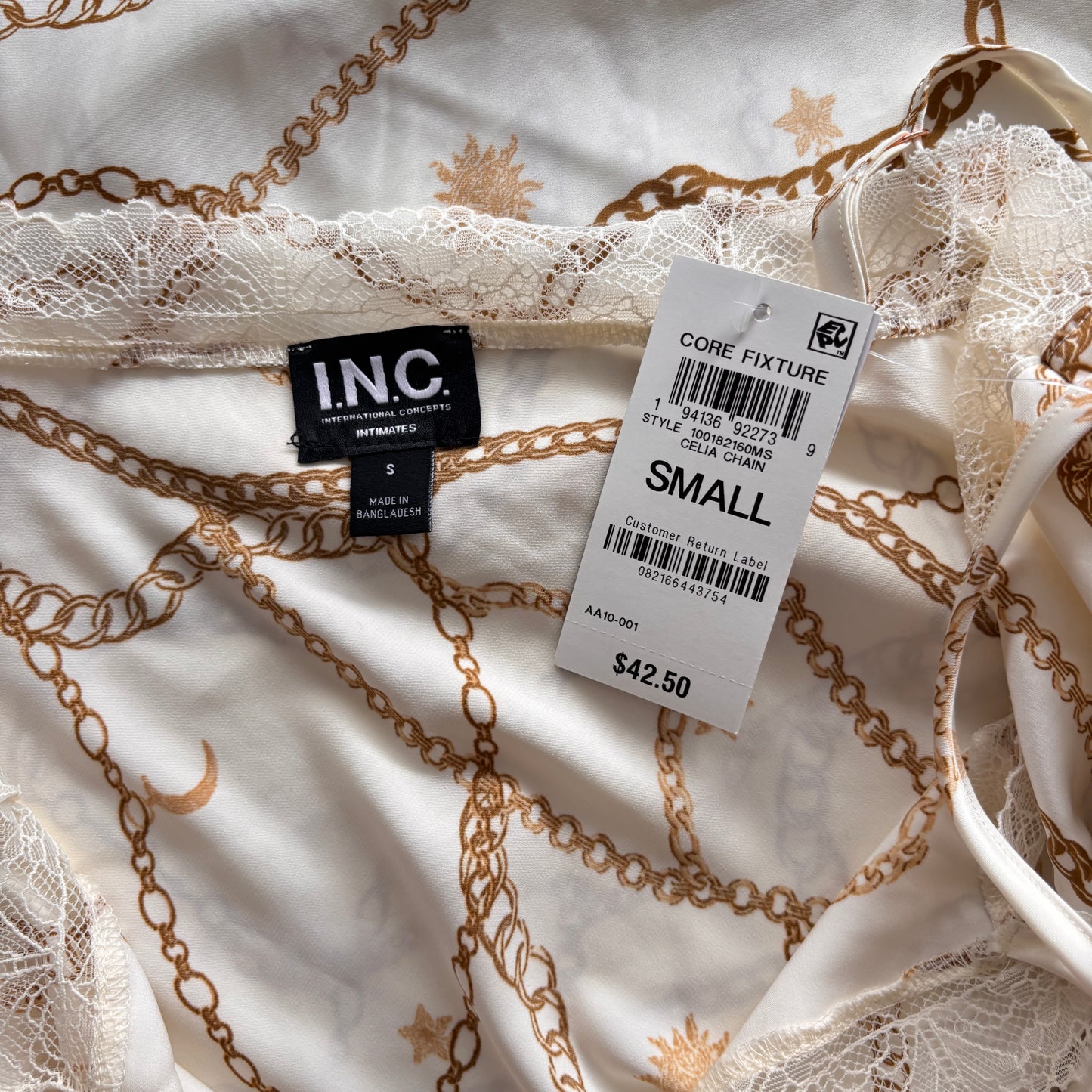 INC International Concepts Women's Size XS White Stretch Satin Chemise NWT