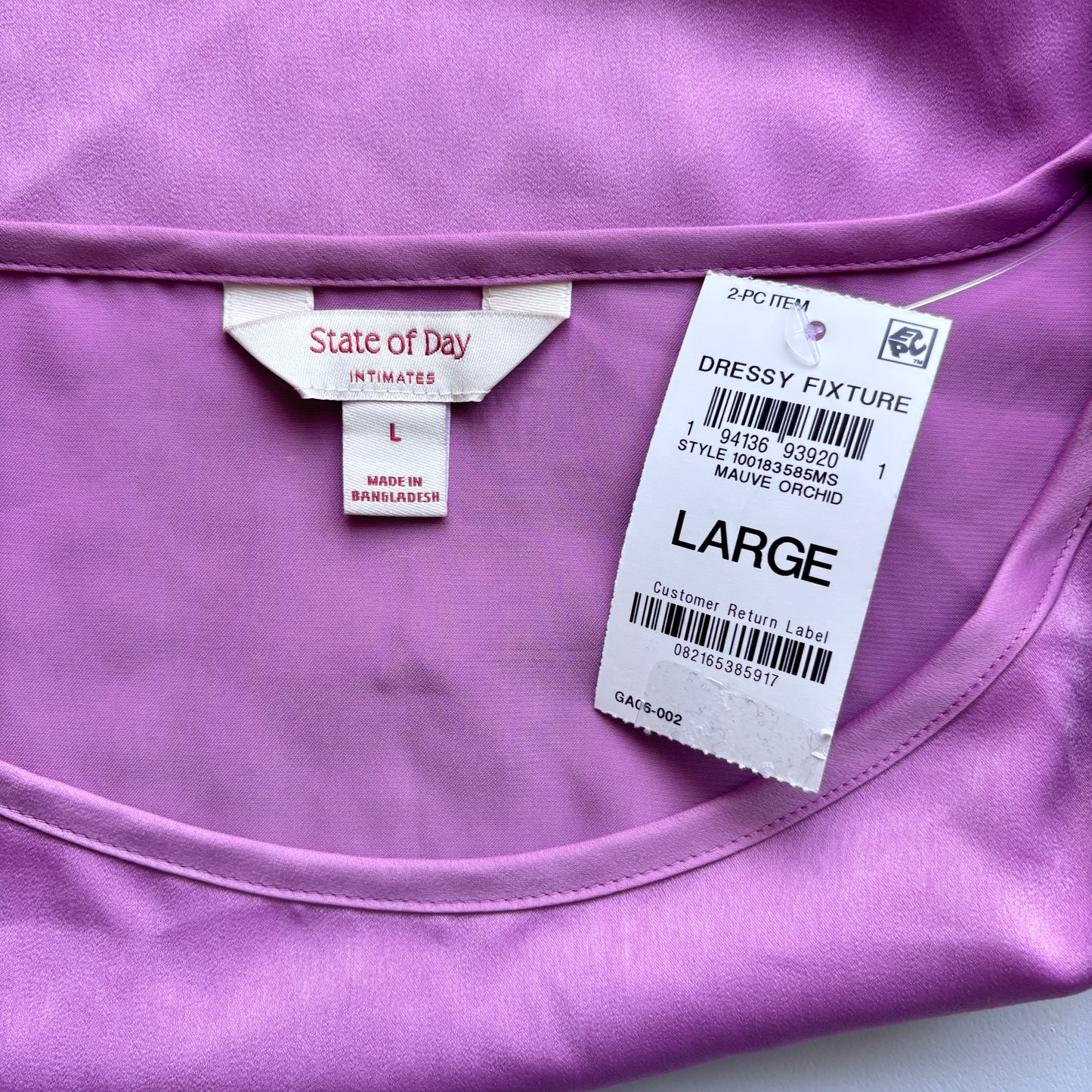 State of Day Women's Pink 2-Pc. Crepe de Chine Short-Sleeve Pajama Set NWT