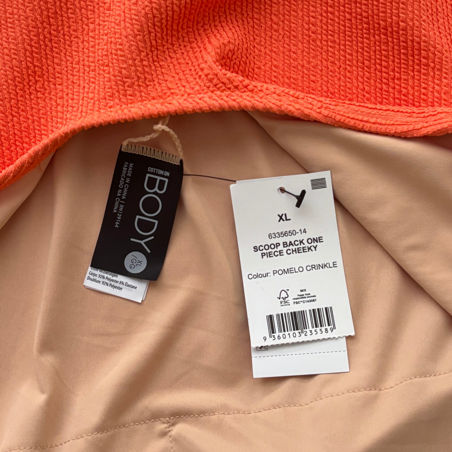 COTTON ON Women's Bright Orange Low-Back One-Piece Swimsuit NWT