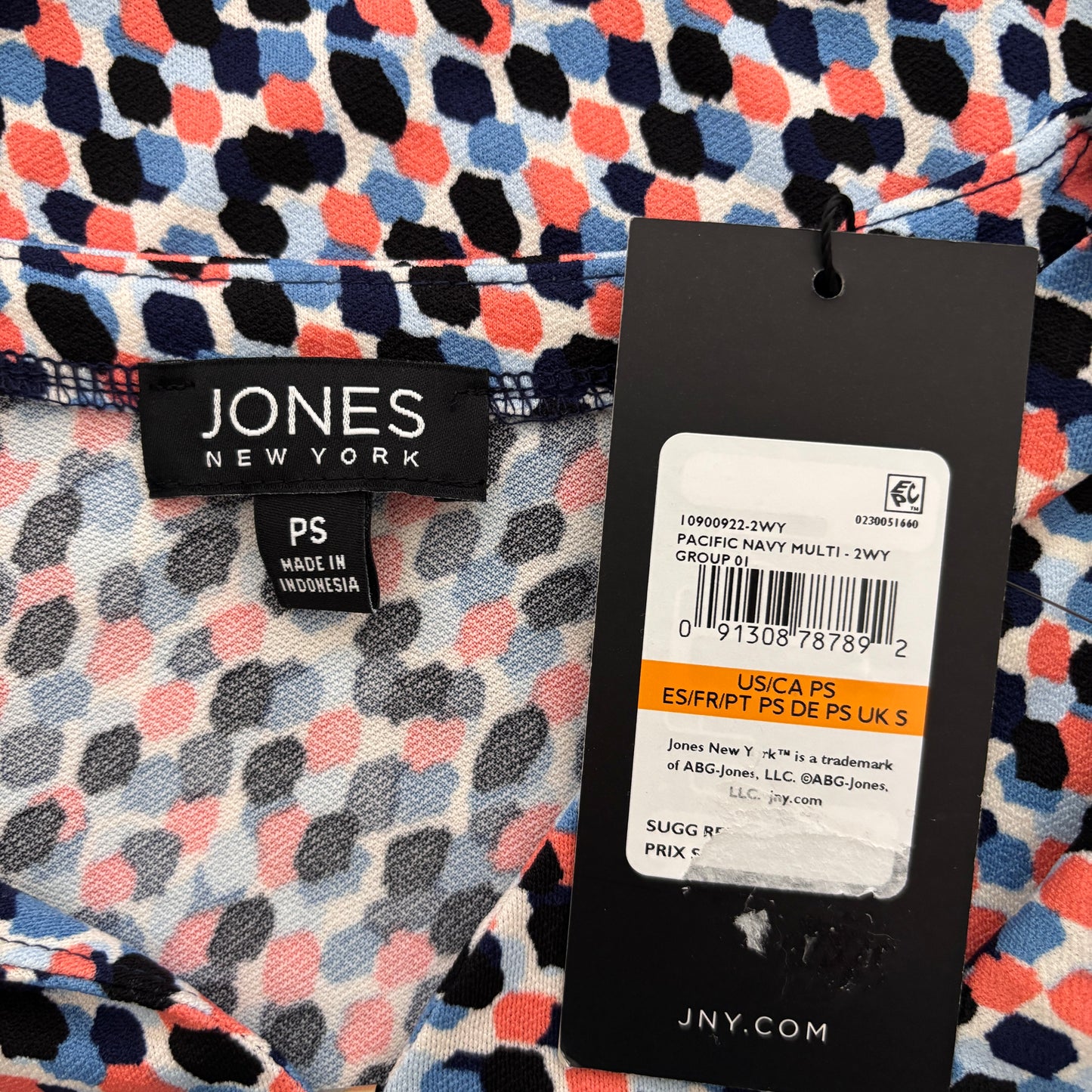 Jones New York Women's Petite Printed Flutter-Sleeve Top NWT