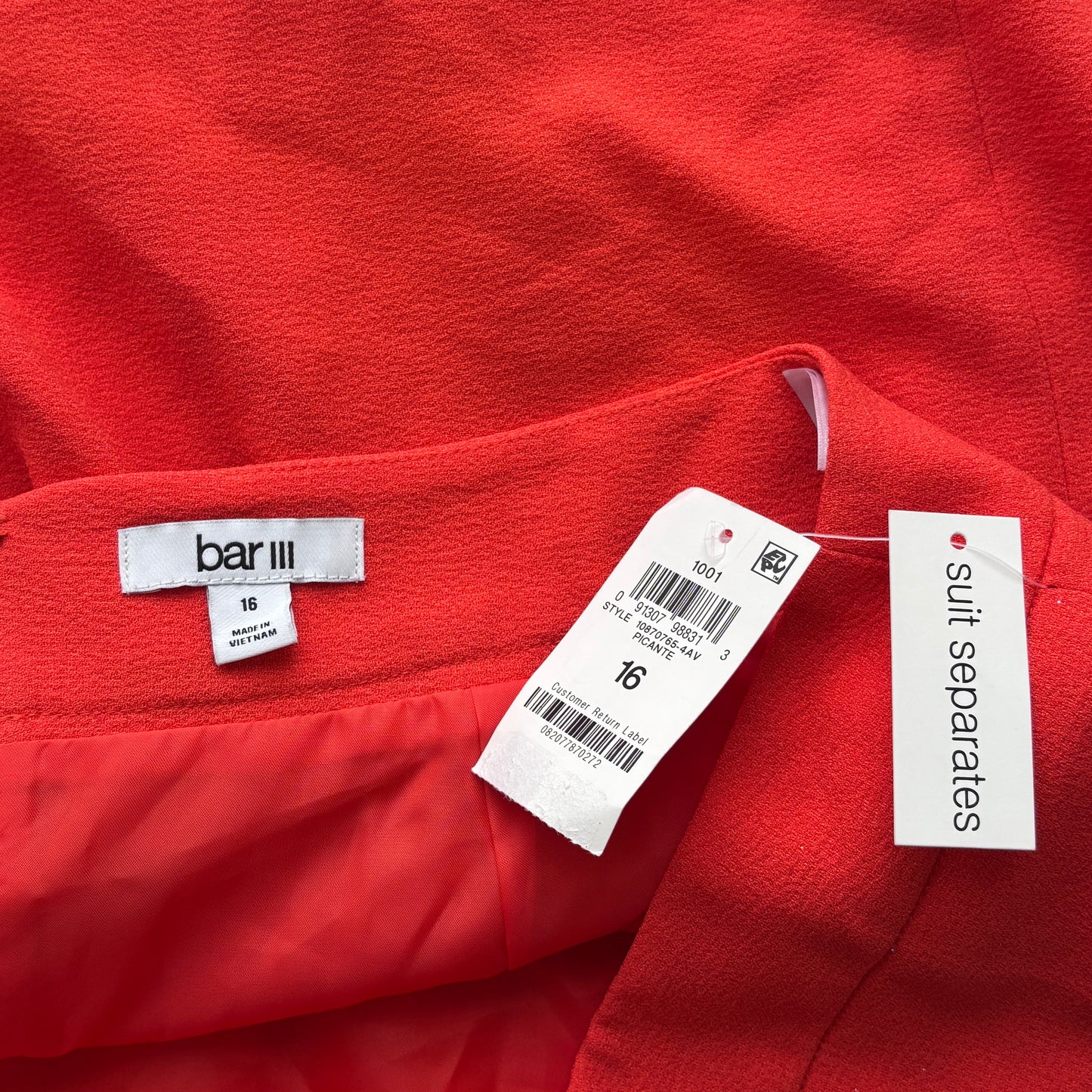 Bar III Women's Textured Crepe Orange Pencil Skirt NWT