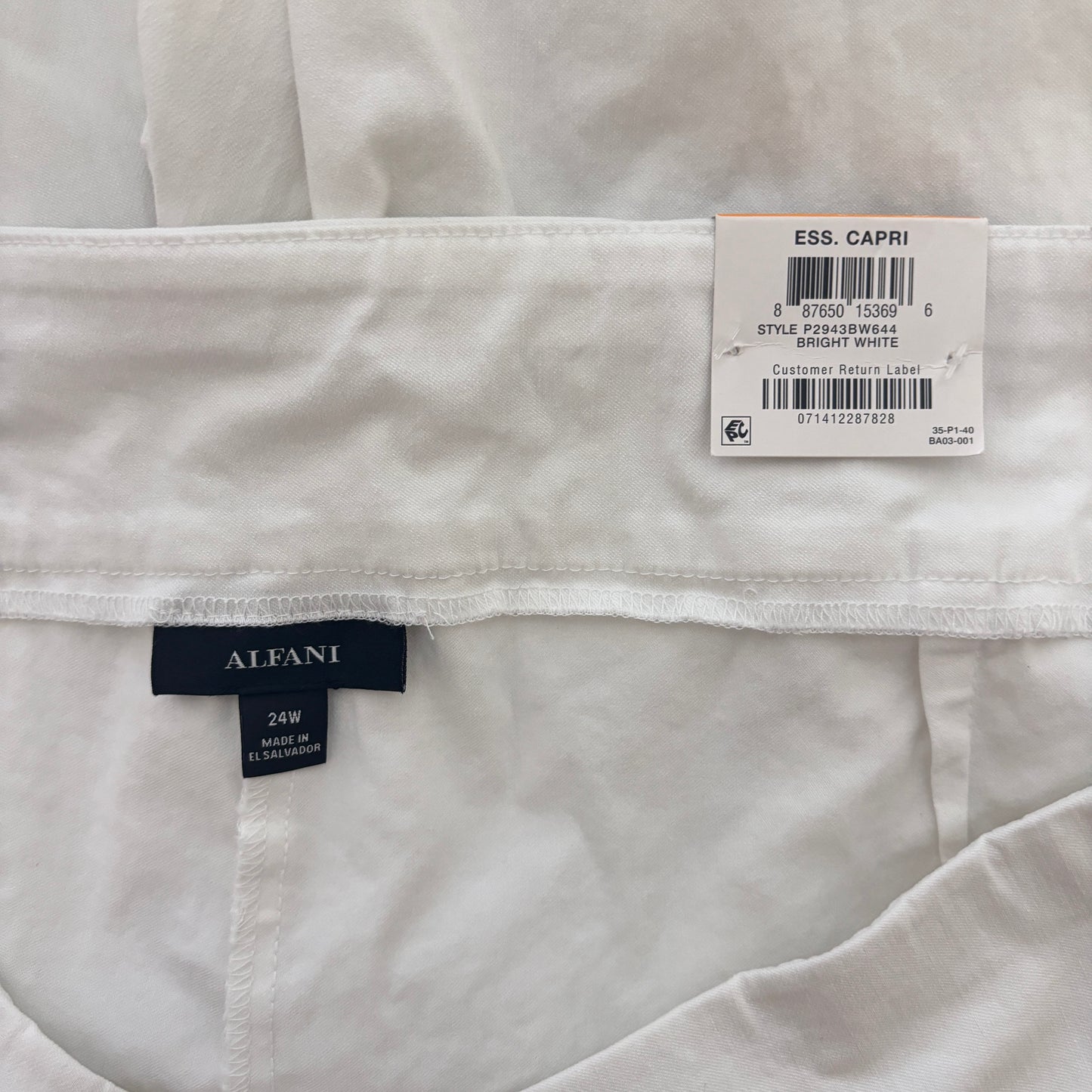 Alfani Plus Size White Tummy-Control Capri Stretchy Dress Pants NWT