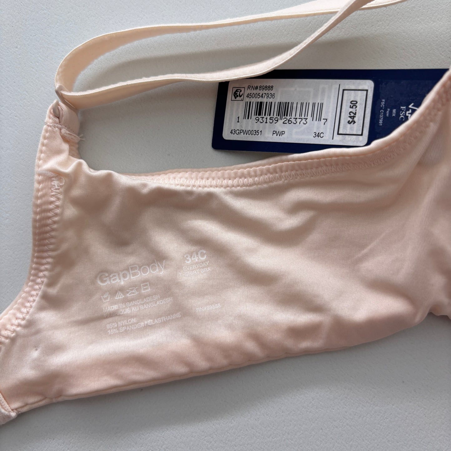 GAP GapBody Women's Light Pink Everyday Essentials T-Shirt Bra NWT
