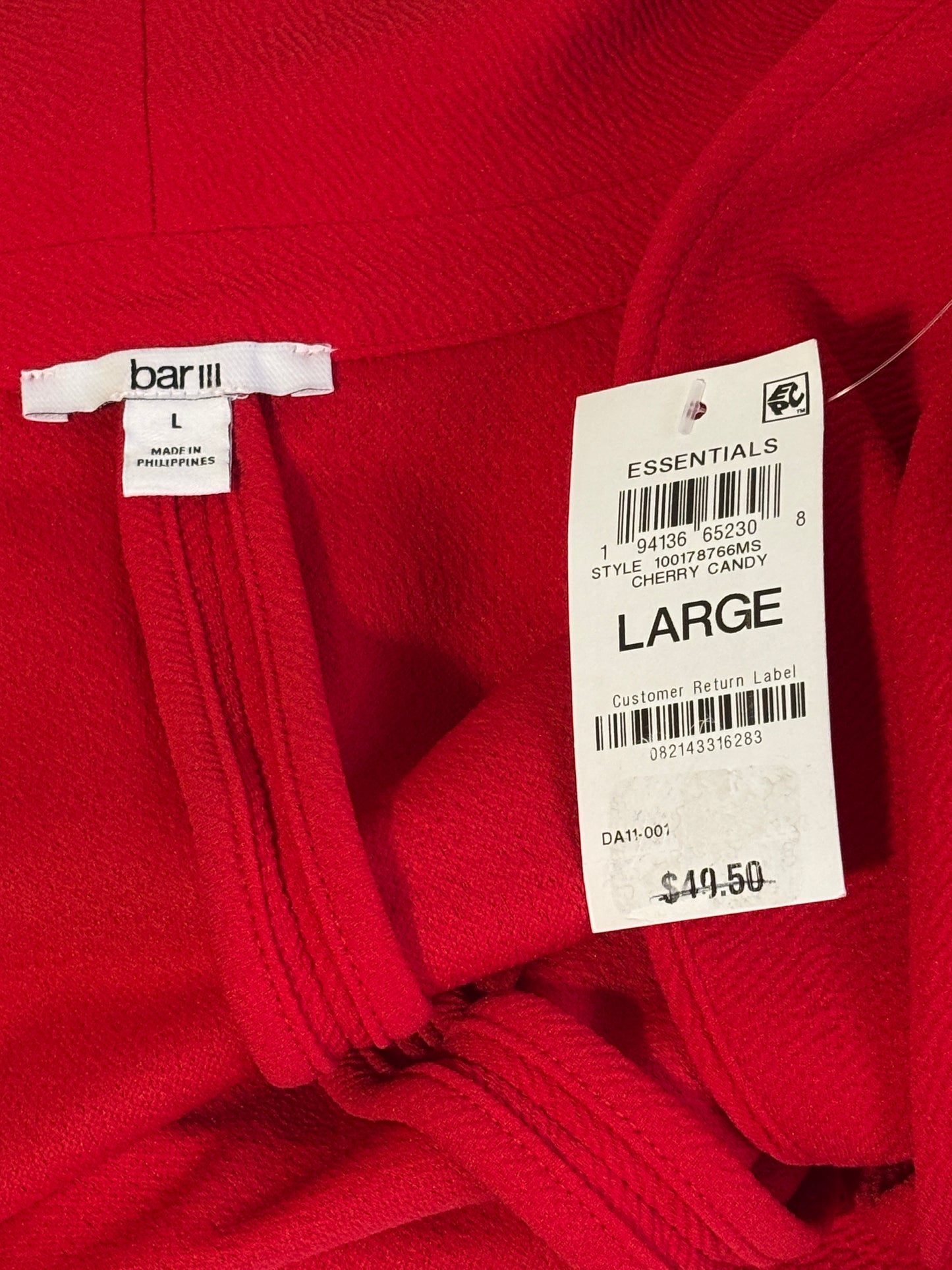 Bar III Women's Red Collarless Open Front 3/4-Sleeve Boyfriend Blazer NWT