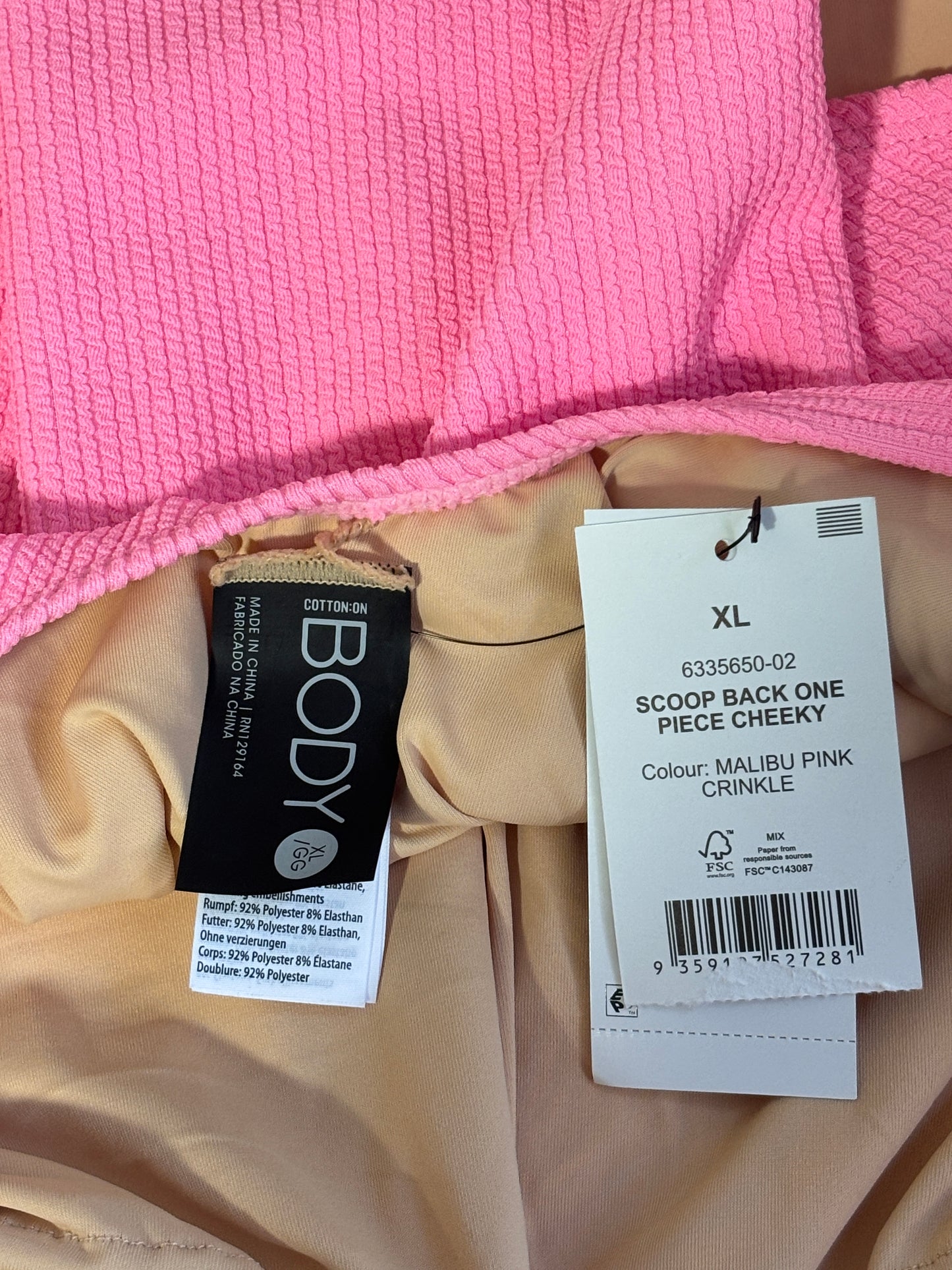 Cotton On Women's Hot Pink Low-Back One-Piece Swimsuit NWT