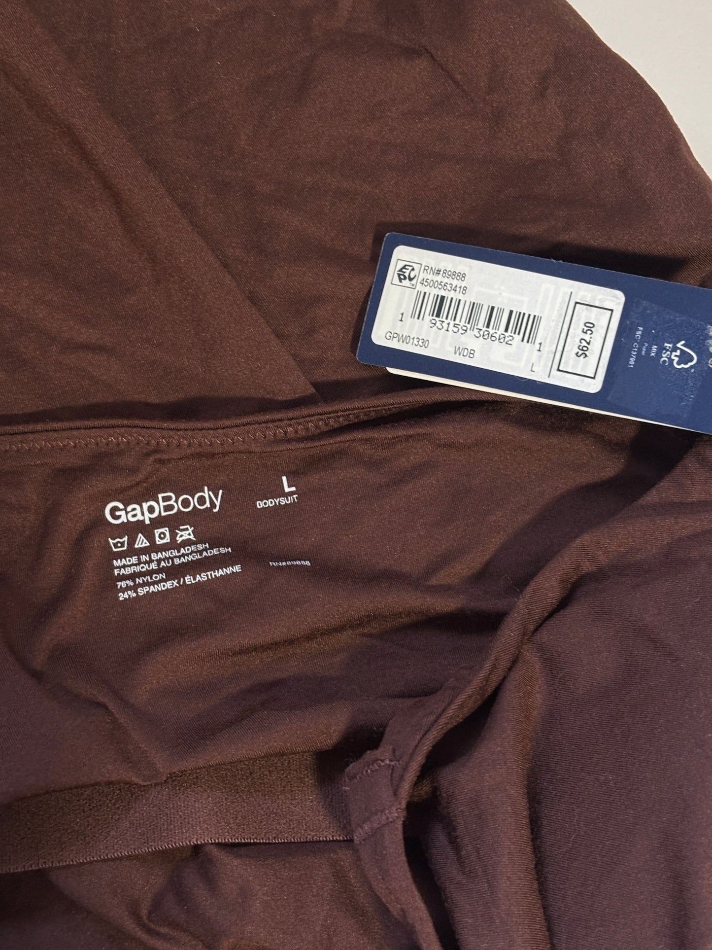 Gap GapBody Women's Dark Brown Super Stretch Shorty Bodysuit NWT