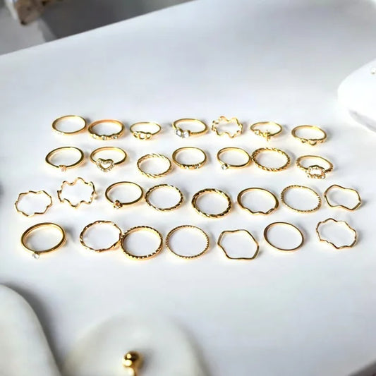 29PCS Gold Fashion Stackable Ring Set for Women