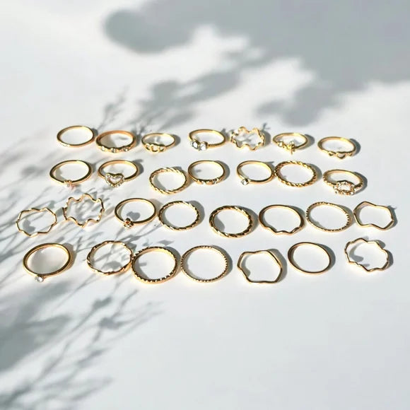 29PCS Gold Fashion Stackable Ring Set for Women