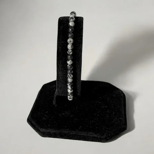 4mm Snowflake Stone Gemstone Beaded Stretchy Stacking Bracelet