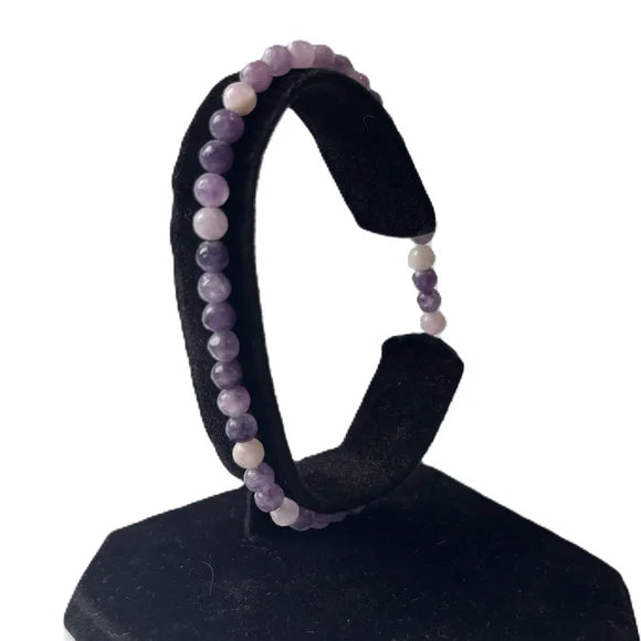 4mm Amethyst Crystal Gemstone Beaded Stretchy Bracelet