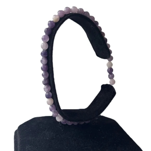 4mm Amethyst Crystal Gemstone Beaded Stretchy Bracelet