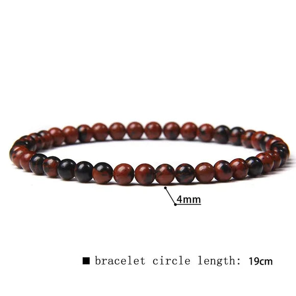 4mm Mahogany Obsidian Natural Gemstone Beaded Stretchy Bracelet