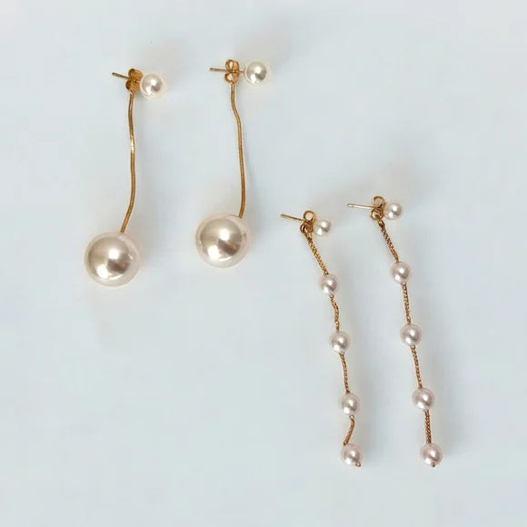 2 Sets of Women's Interchangeable Faux Pearl Drop Earrings