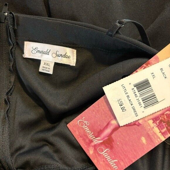 EMERALD SUNDAE XXL Black Bustier Bodycon Dress with Sheer Panels NWT