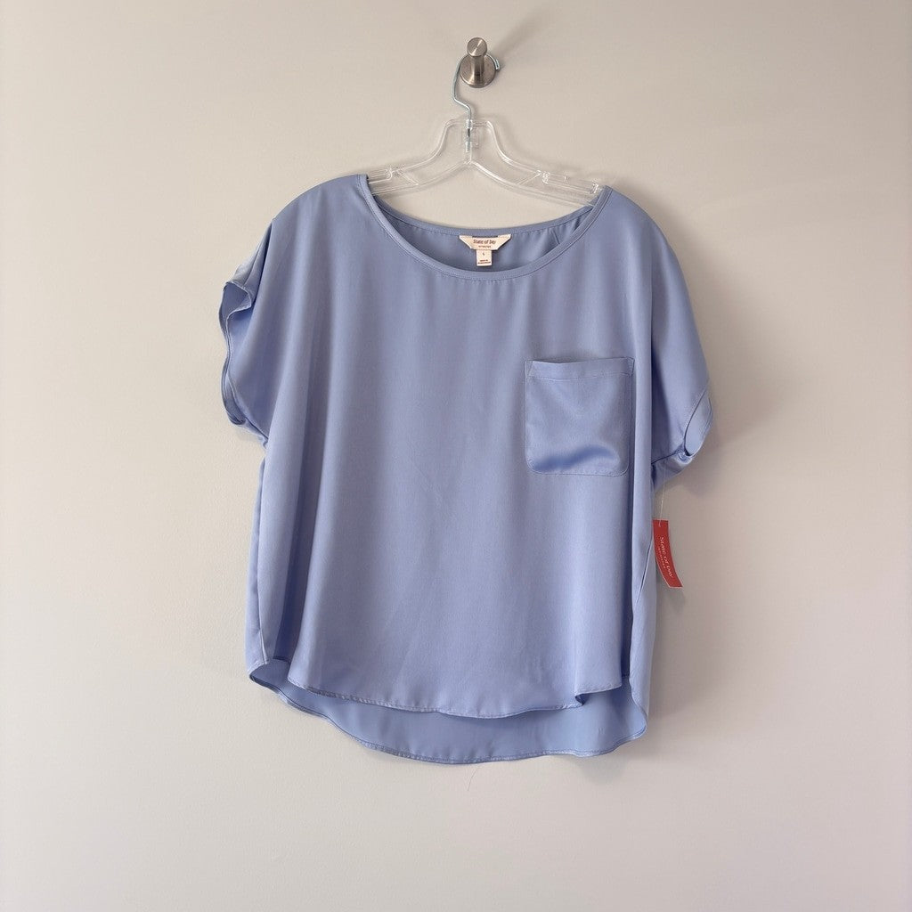 State of Day Women's Blue 2-Pc. Crepe de Chine Short-Sleeve Pajama Set NWT