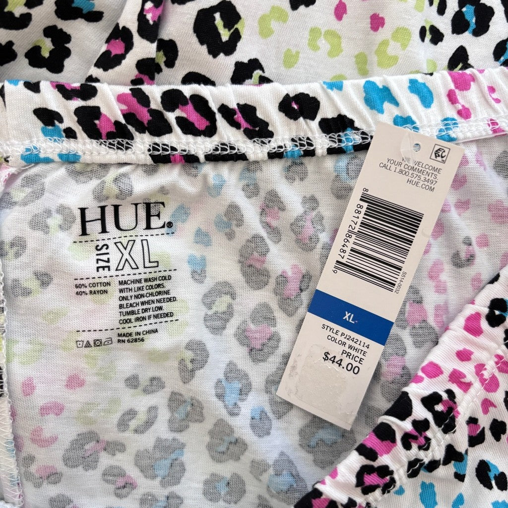 Hue Women's Size XL White & Colorful Leopard Print Capri Pajama Pants NWT