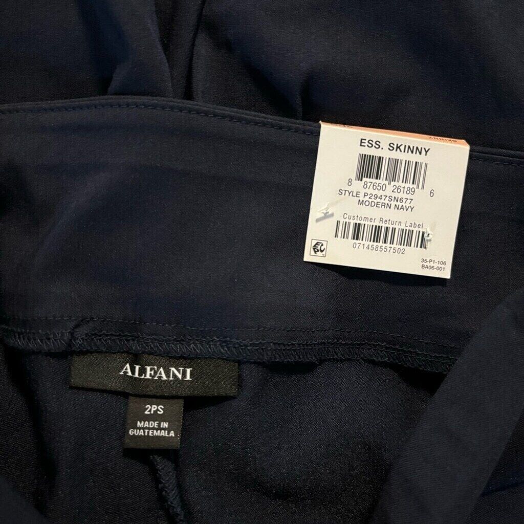 Alfani Petite Navy Blue Tummy-Control Pull-On Skinny Dress Pants NWT
