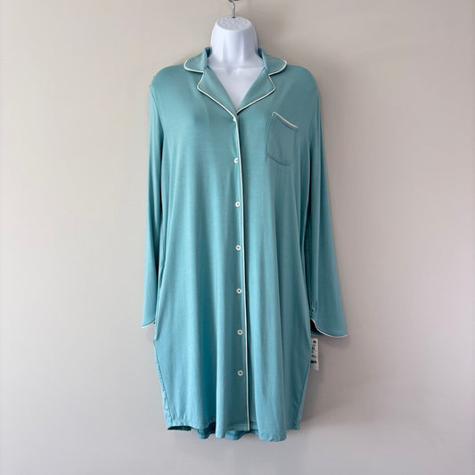 State of Day Women's Blue Button-Down Super Soft Pajama Dress / Sleep Shirt NWT