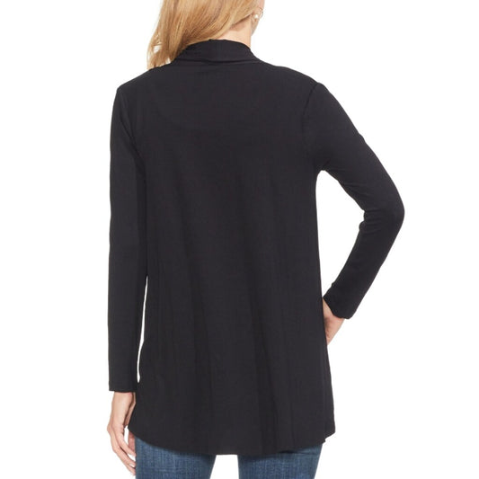 Sam & Jess Petite Medium Black Open-Front High-Low Cardigan Sweater NWT