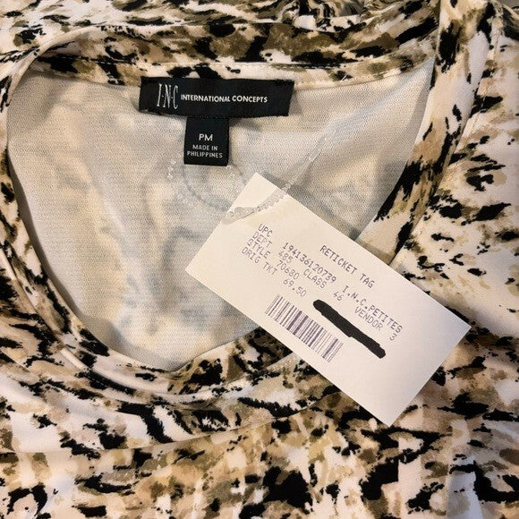 I.N.C. International Concepts Petite Medium Knot-Front Animal Print Dress NWT