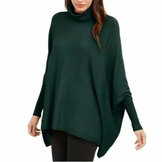 Alfani Women's Forest Green Turtleneck Poncho Sweater NWT