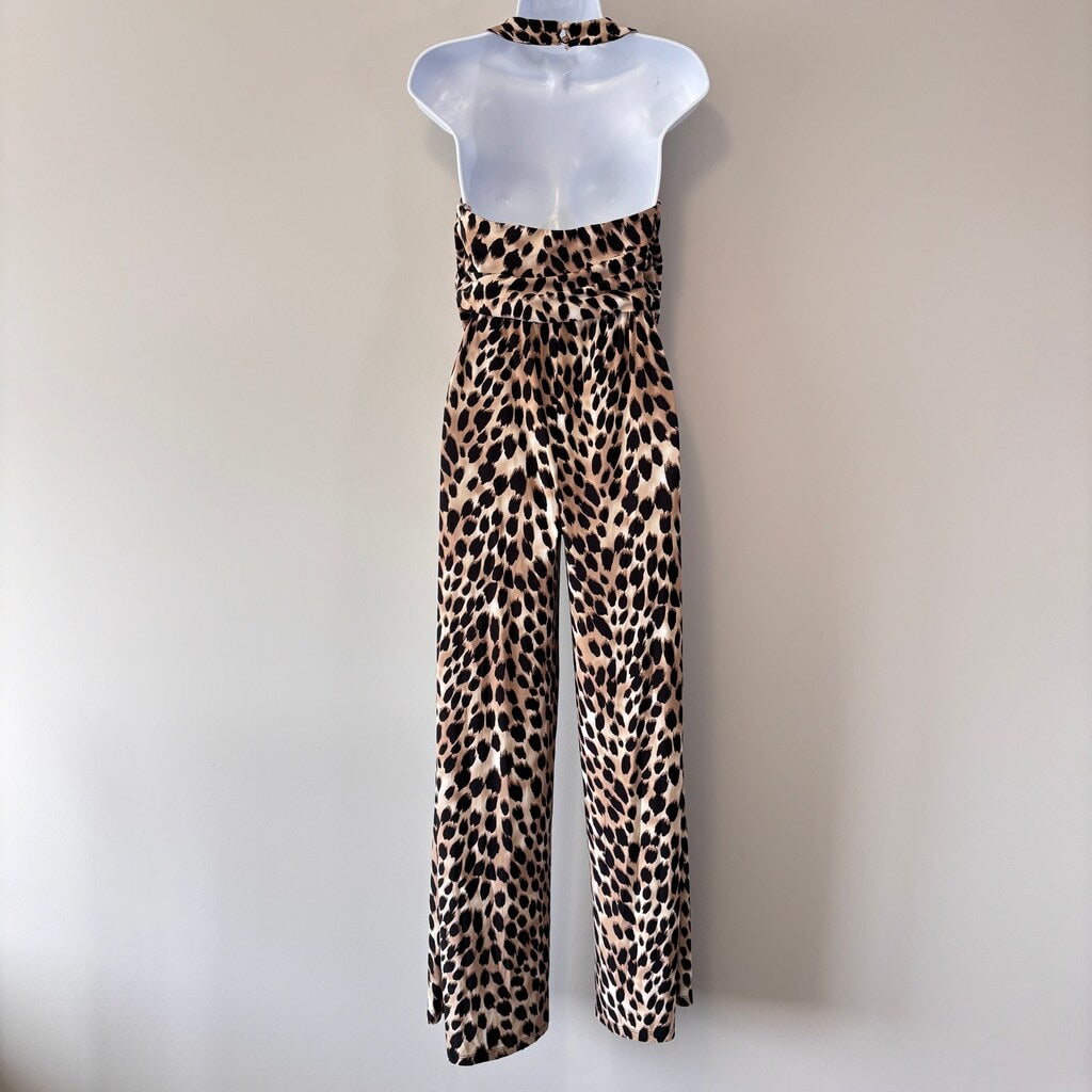 INC International Concepts Women's Size XS Ombre Cheetah Halter Jumpsuit NWT