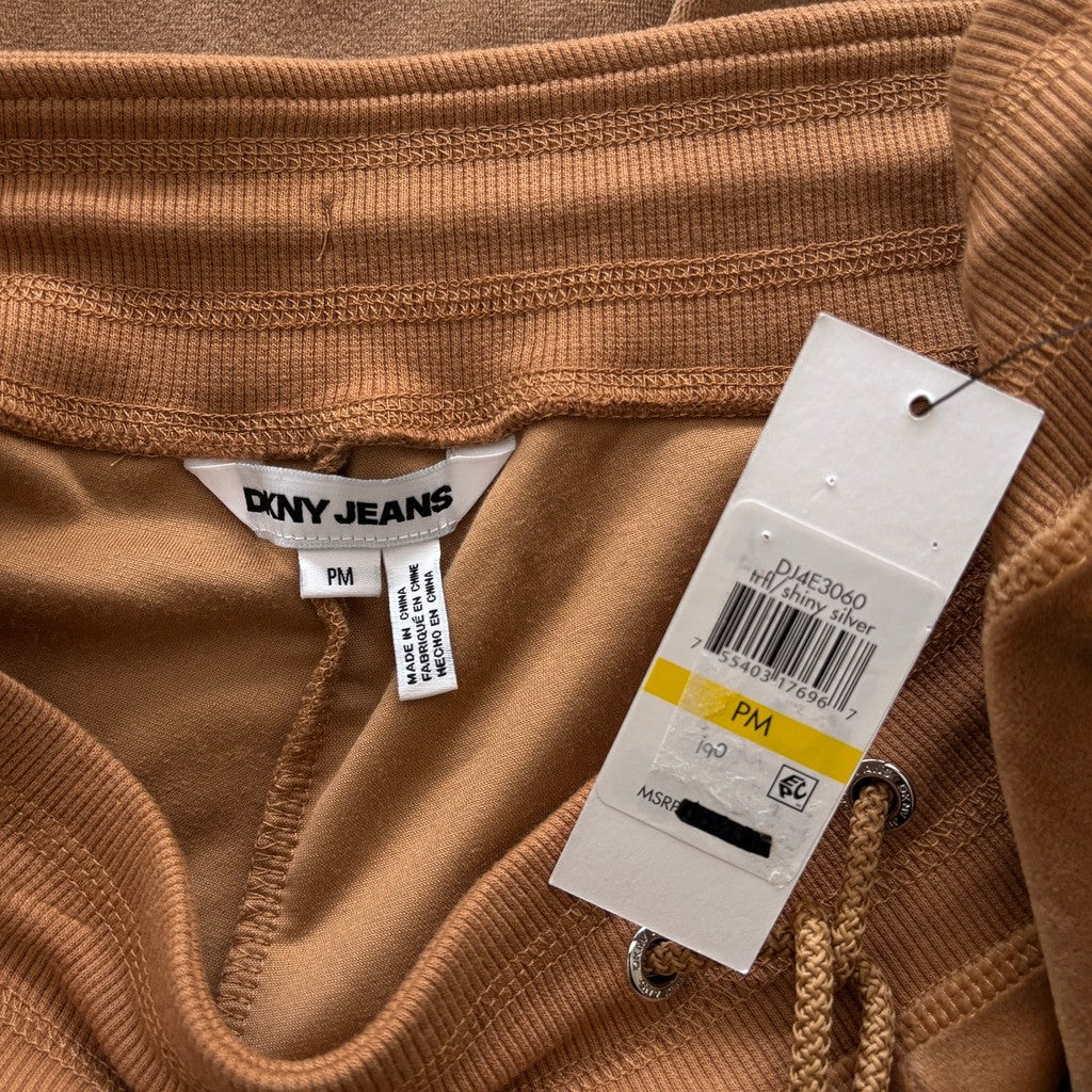 DKNY Jeans Women's Size Medium Petite Brown / Tan Pull-On Velour Pants NWT