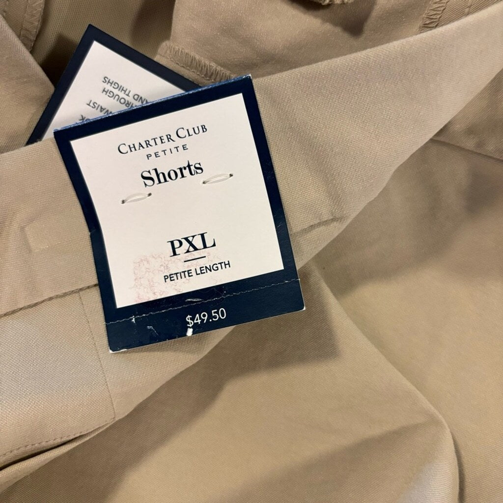 Charter Club Women's Size XL Petite Beige Pull-on Bermuda Casual Shorts NWT