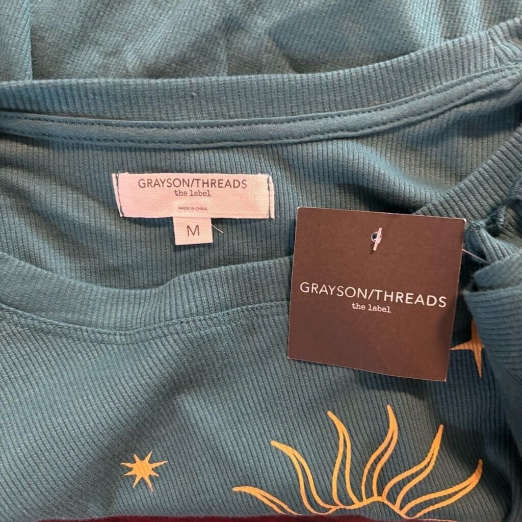 Grayson Threads The Label Juniors' M Celestial Lettuce-Edge Cropped T-Shirt NWT