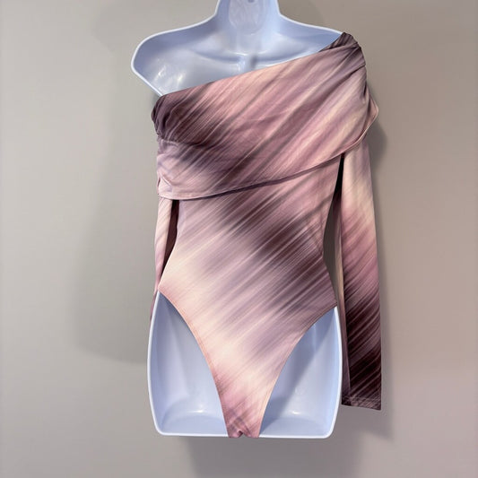 SHEIN Women's XS One Shoulder Long Sleeve Purple & Pink Bodysuit NIB