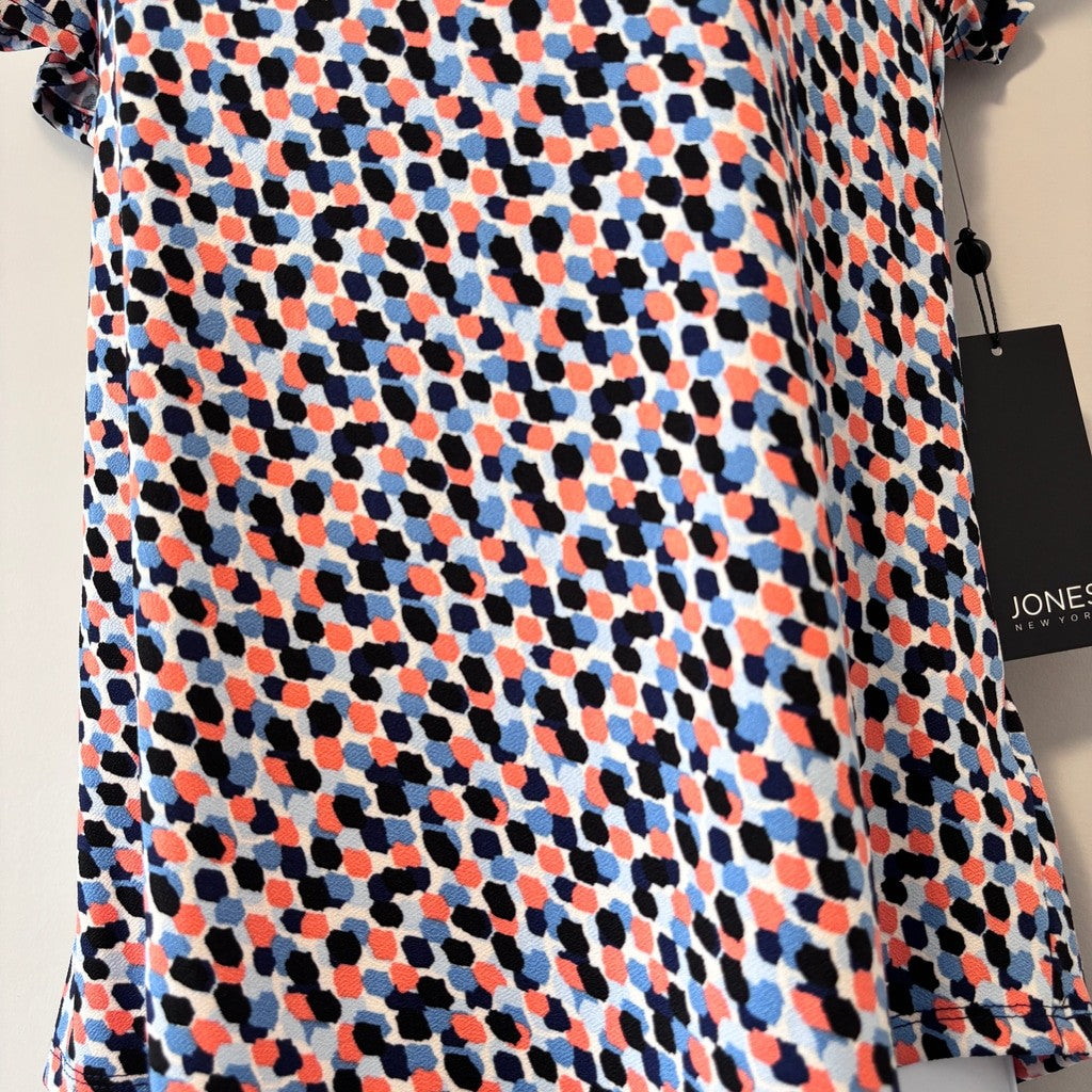 Jones New York Women's Petite Printed Flutter-Sleeve Top NWT
