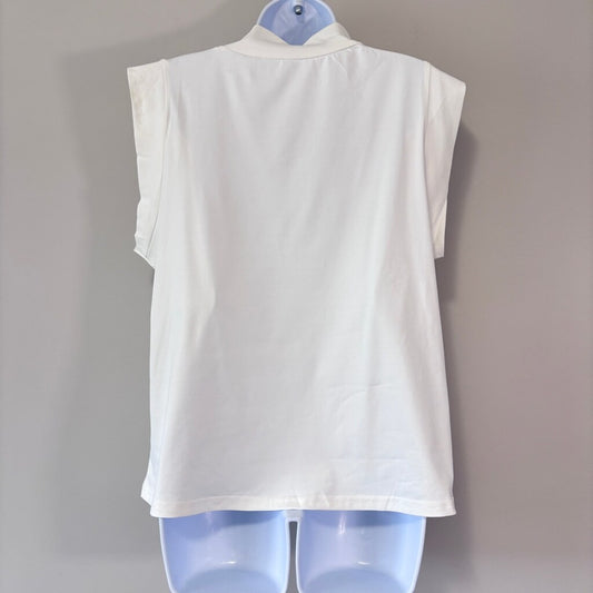 SHEIN Women's XL White Sleeveless Mock Neck Butterfly Graphic Casual Fit Top NIB