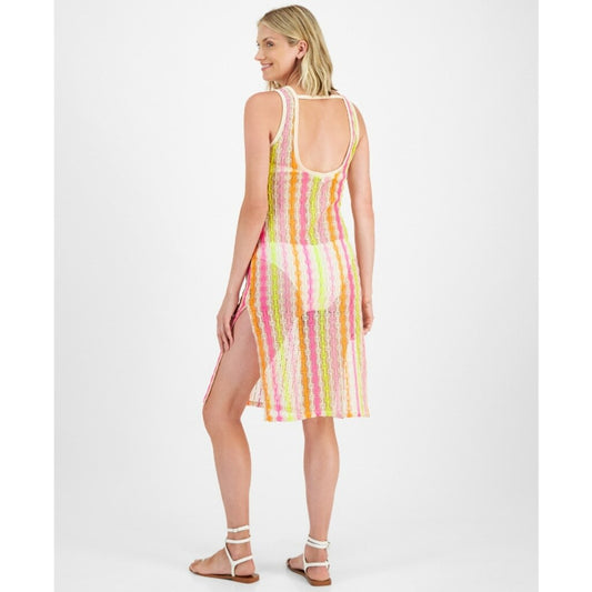 Miken Women's Multicolor Open Knit Sleeveless Swimsuit Cover Up Dress NWT