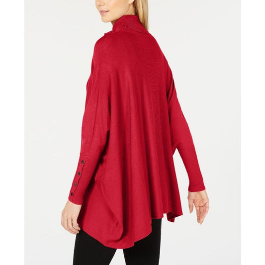 Alfani Women's Size Small Bright Red Turtleneck Poncho Sweater NWT