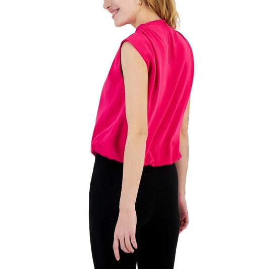 INC International Concepts Women's Hot Pink Sleeveless High Neck Blouse NWT