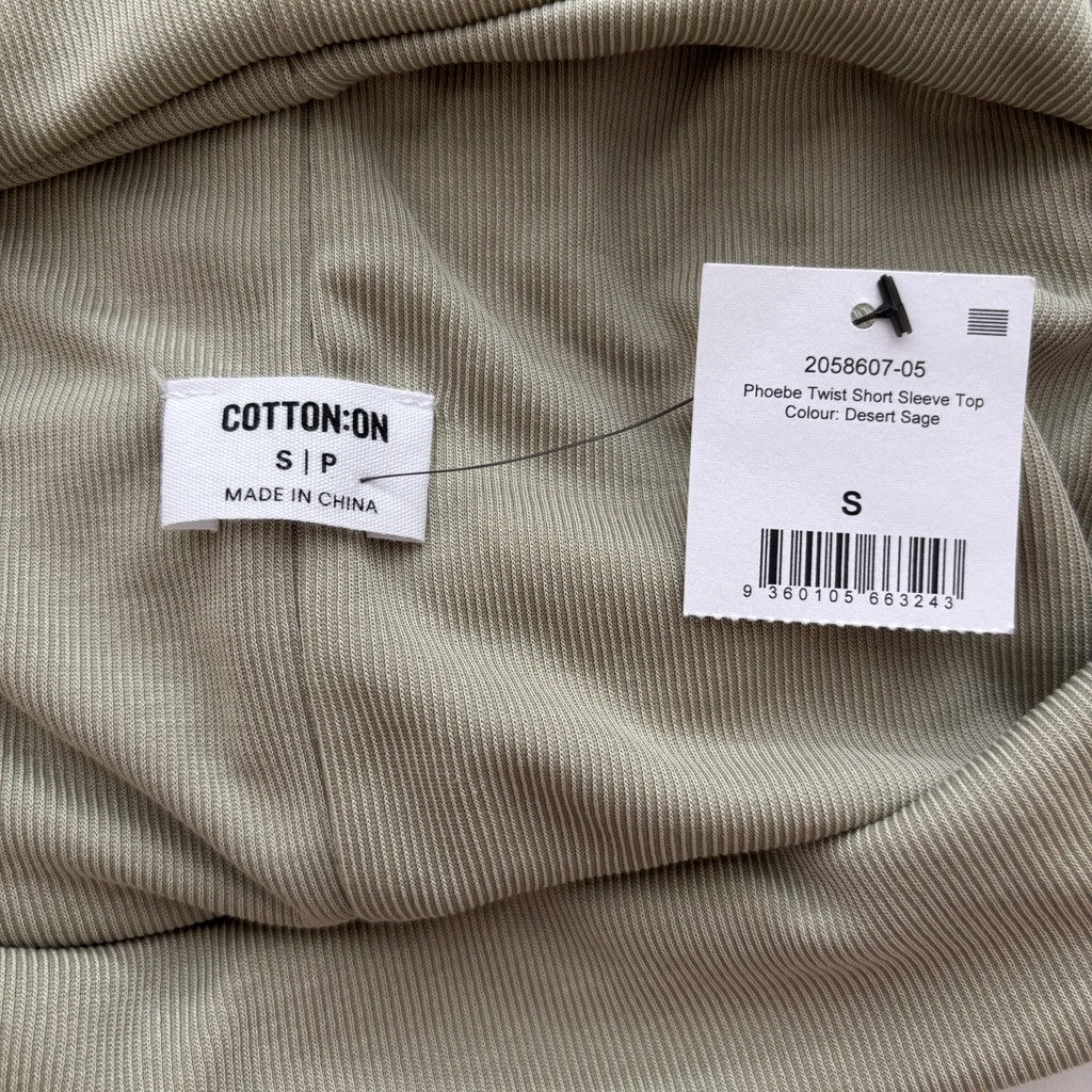 COTTON ON Women’s Size Small Sage Green Twist Short Sleeve Top NWT