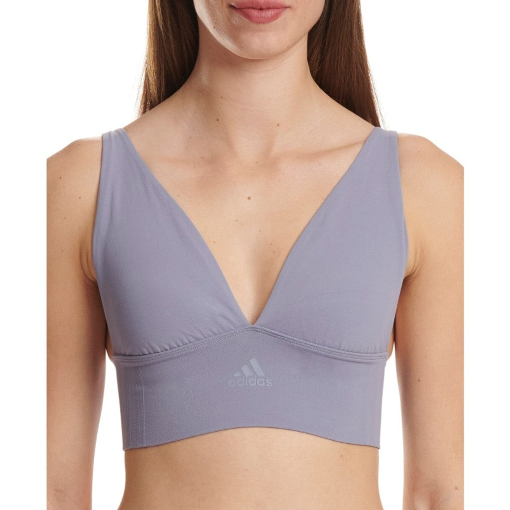 Adidas Women's Large Purple Longline Plunge Light Support Bra / Sports Bra NWT
