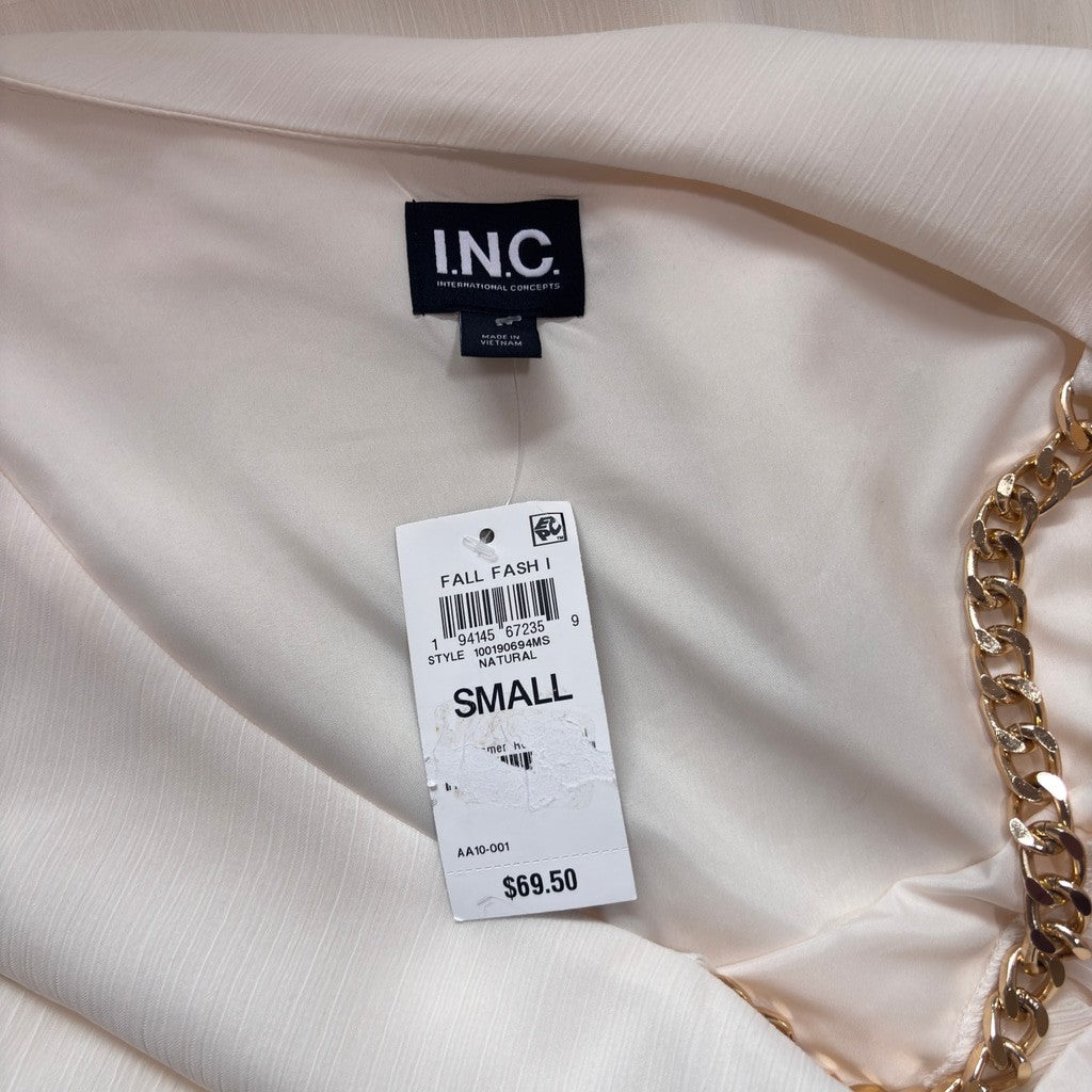 INC International Concepts Women's Small Ivory Asymmetric Chain-Strap Top NWT