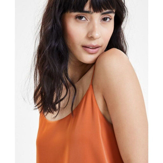 Bar III Women's Size Bronze Satin Spaghetti-Strap Scoop-Neck Camisole NWT