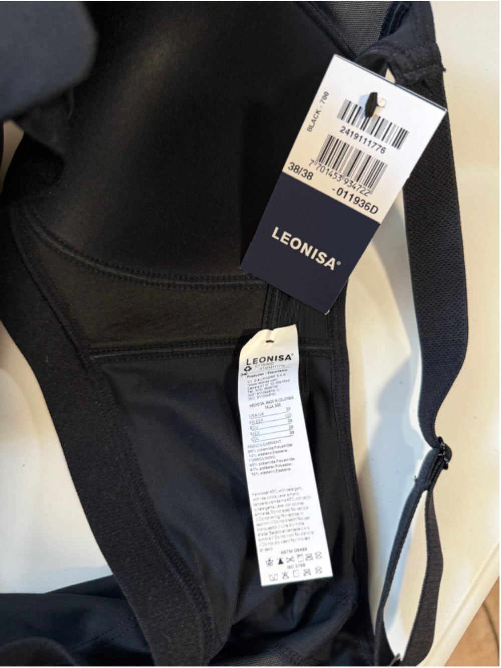 Leonisa Women's 38D Black Back Support Posture Corrector Wireless Bra NWT