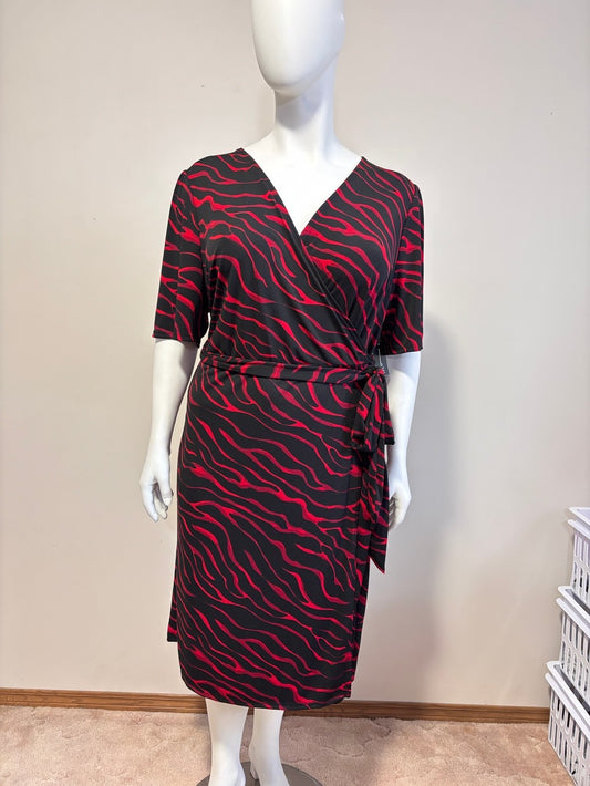 INC International Concepts Plus Size 4X Zebra Print Wrap Dress Black & Red NWT