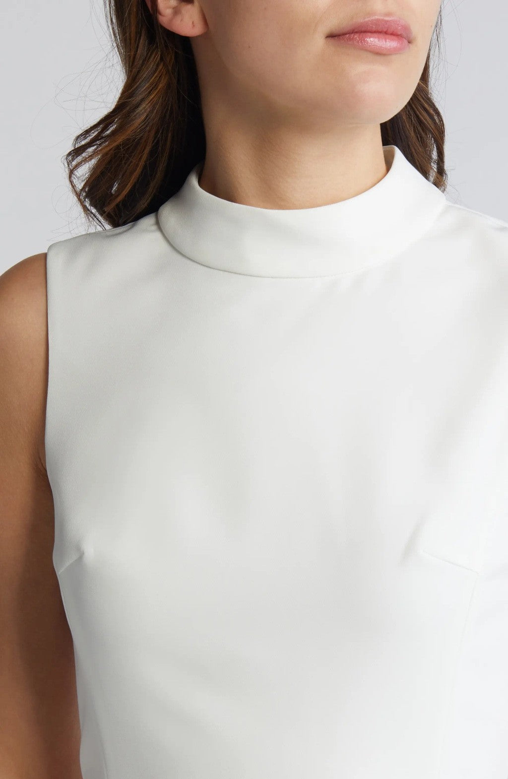 French Connection Size 2 White Sleeveless Mock Neck Sheath Mini Dress NWT