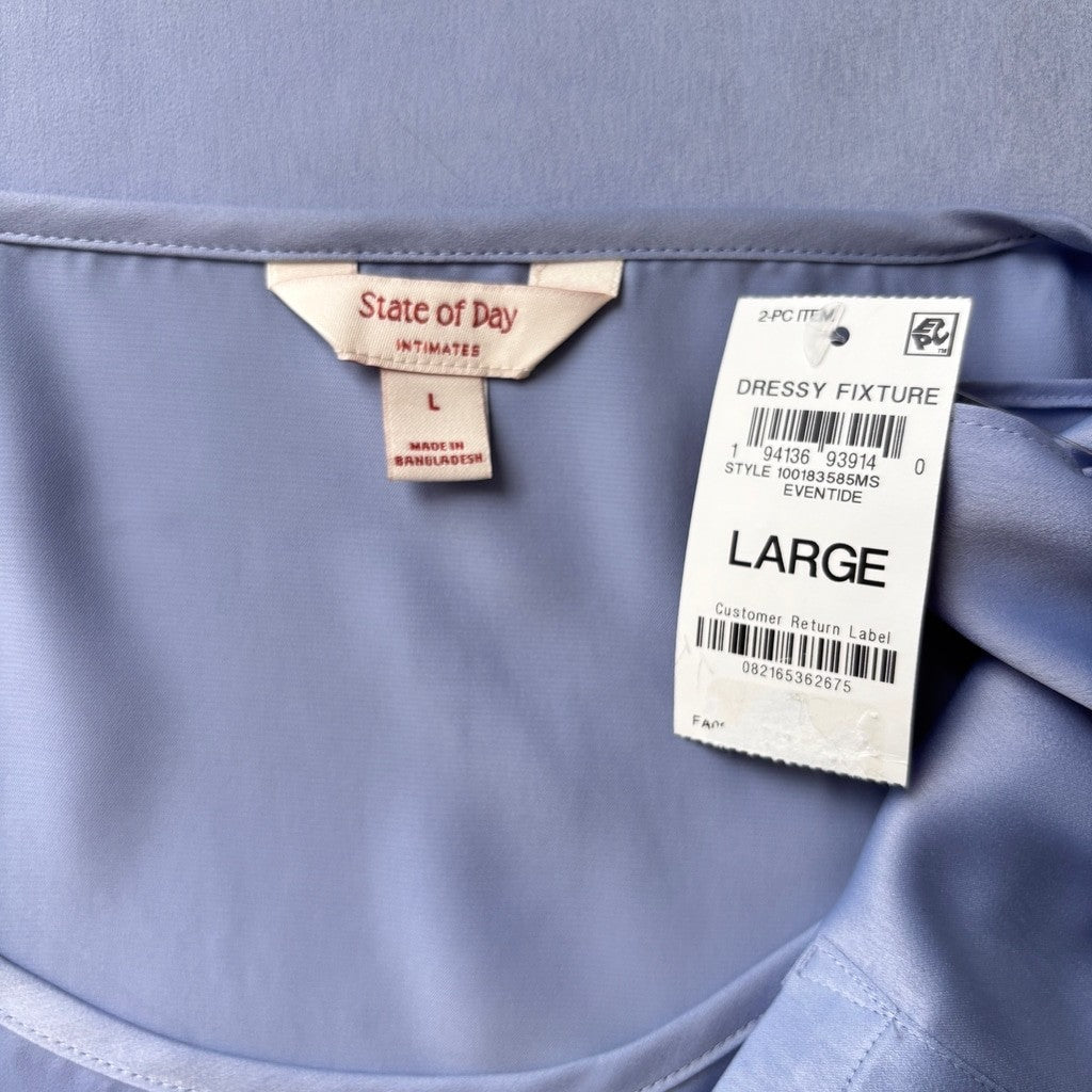 State of Day Women's Blue 2-Pc. Crepe de Chine Short-Sleeve Pajama Set NWT